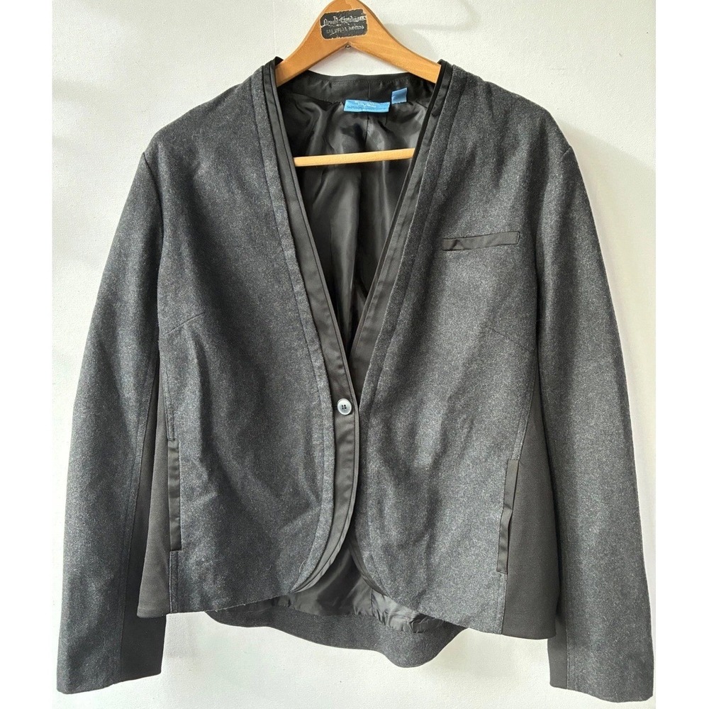 Simply Vera Wang Mixed Media Wool Blend Open Front Jacket Blazer Womens XL
